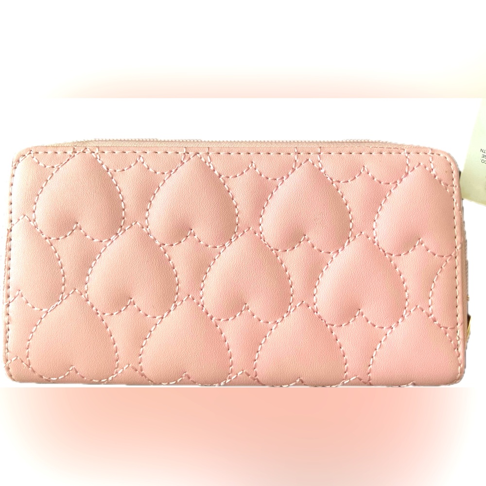 Heart Embossed Wallet in Perfect Pink